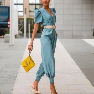 Zara Petal Sleeve Jumpsuit NWT